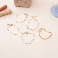 ataru-set-5-pcs-gelang-wanita-thin-chain---gold