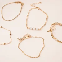 ataru-set-5-pcs-gelang-wanita-thin-chain---gold