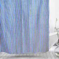 Gambar Kris Tirai Kamar Mandi Stripe 180x180 Cm - Biru