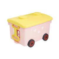 Gambar Krishome 41x29x28 Cm Kotak Penyimpanan Dengan Roda Train - Pink