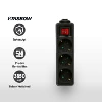 Gambar Krisbow Stop Kontak 3 Socket Kf-b-03kp - Hitam