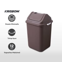 Gambar Krisbow 12 Ltr Tempat Sampah Plastik - Cokelat Tua