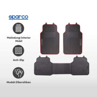 Gambar Sparco Set 3 Pcs Karpet Mobil Pvc - Hitam Merah