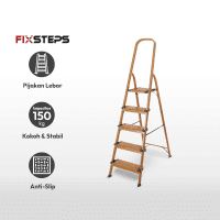 Gambar Fixsteps Tangga Lipat Aluminium 5 Wide Steps Motif Kayu