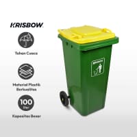 Gambar Krisbow 100 Ltr Tempat Sampah Dengan Tutup - Hijau/kuning