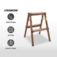 Gambar Krisbow Tangga Lipat Aluminium 2 Step Motif Kayu - Cokelat