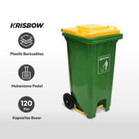 Gambar Krisbow 120 Ltr Tempat Sampah Outdoor Pedal - Hijau Kuning