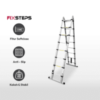 Gambar Fixsteps 6.3 Mtr Tangga Teleskopik Aluminium 2x9 Step