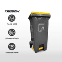 Gambar Krisbow 120 Ltr Tempat Sampah Plastik Outdoor - Kuning/abu-abu