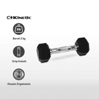 Gambar Kinetic Dumbbell Karet Segi Enam 2 Kg - Hitam