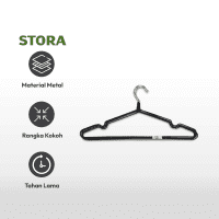 Gambar Stora 40 Cm Set 6 Pcs Hanger Pvc Coating - Hitam