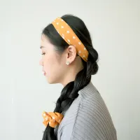 ataru-ikat-rambut-scrunchy-ponytail-polkadot---kuning