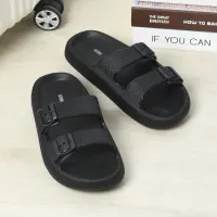 ataru-ukuran-40/41-sandal-double-strap-thick-slides---hitam