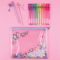 make-it-real-set-13-pcs-butterfly-glitter-pouch-pen