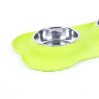 tempat-makan-hewan-silicone-double-bowl-ukuran-s---hijau