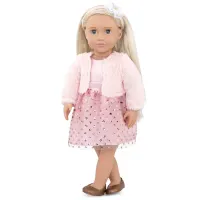 our-generation-set-boneka-millie-blonde-hair-pink-glitter-dress