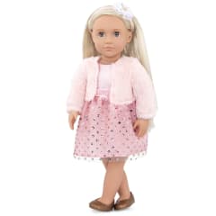 our-generation-set-boneka-millie-blonde-hair-pink-glitter-dress