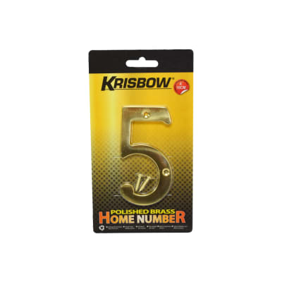 Gambar Krisbow Nomor Rumah 5 Polish Brass 10 Cm