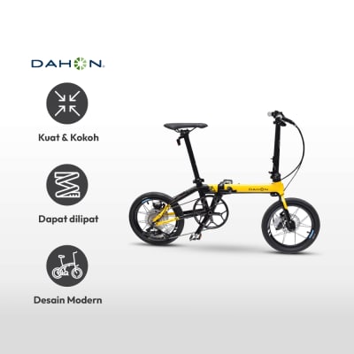 Gambar Dahon Sepeda Lipat K3 Plus 16 Inci - Kuning/hitam