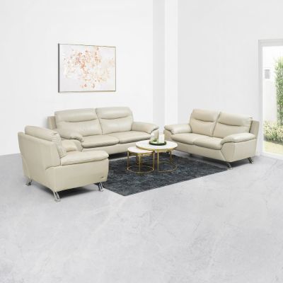 Gambar Ferrara Biella Sofa Kulit 3 Seater - Krem