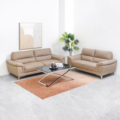 Gambar Informa Kringle Sofa Kulit 3 Seater - Cokelat Muda