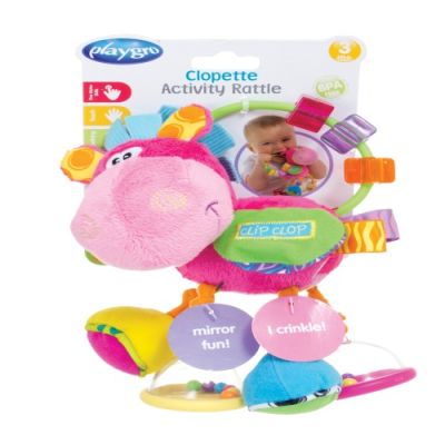 Gambar Playgro Boneka Hewan Activity Rattle Clopette Pink 112056