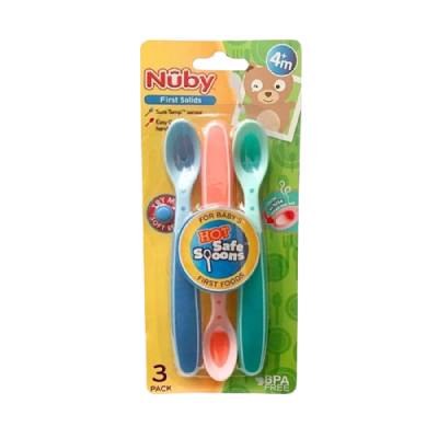 Gambar Nuby Set 3 Pcs Sendok Bayi Hot Safe 3pk 111232