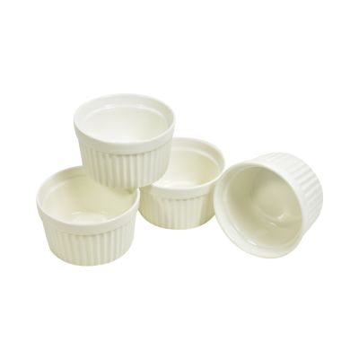 Gambar Kris 8.9 Cm Set 4 Pcs Ramekin Mangkuk - Putih