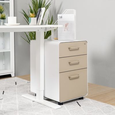 Gambar Haeju Filing Cabinet Metal Pedestal - Putih/cokelat