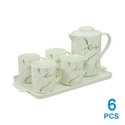 Gambar Appetite Set 6 Pcs Teko & Cangkir Dengan Nampan - Putih