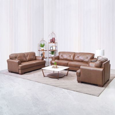 Gambar M & D Neo Charlotte Sofa Kulit 3 Seater - Cokelat