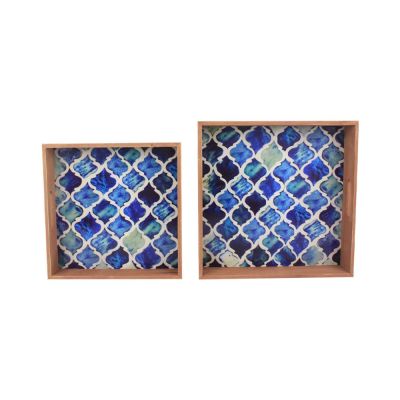 Gambar Informa Set 2 Pcs Nampan Saji Dekorasi Moroccan - Biru/putih