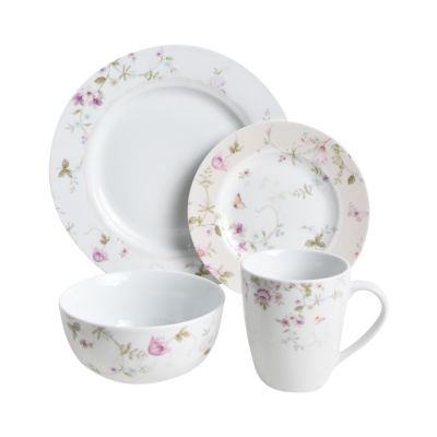 Gambar Delicia Set 16 Pcs Perlengkapan Makan Premium Porcelain Motif Bunga - Pink