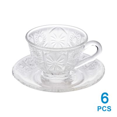 Gambar Selma Set 6 Pcs Crystal Cangkir Teh Dengan Saucer