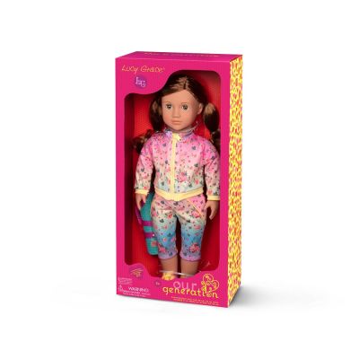 Gambar Our Generation Set Boneka Lucy Grace Brown Hair Yoga Outfit