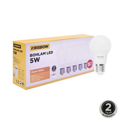 Gambar Krisbow Set 5 Pcs Lumi Bohlam Led 5 Watt Warm White - Kuning