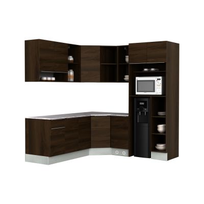 Gambar Informa Prescoot Kitchen Set Sudut L - Cokelat Walnut