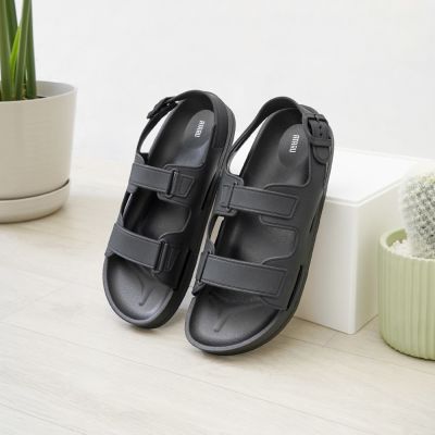 Gambar Ataru Ukuran 39 Sandal Wanita Double Strap - Hitam