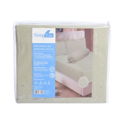 Gambar Sleeplite 120x200 Cm Set 3 Pcs Seprai Single Microfiber Emboss - Hijau Sage