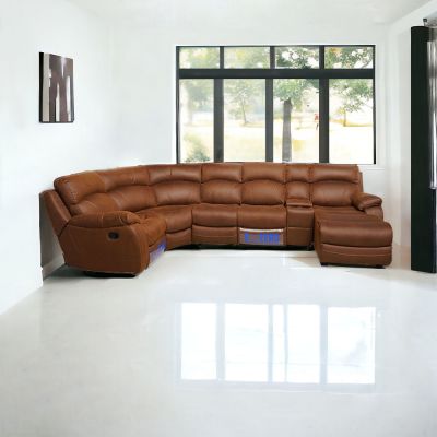 Gambar Cheers Mc Leod Sofa Sectional Recliner Fabric - Cokelat