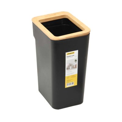 Gambar Krisbow 7 Ltr Tempat Sampah Dengan Ring Bambu - Hitam