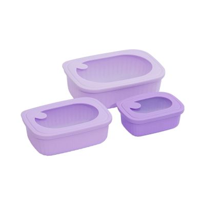 Gambar Appetite Set 3 Pcs Millie Wadah Makanan Rectangle - Ungu