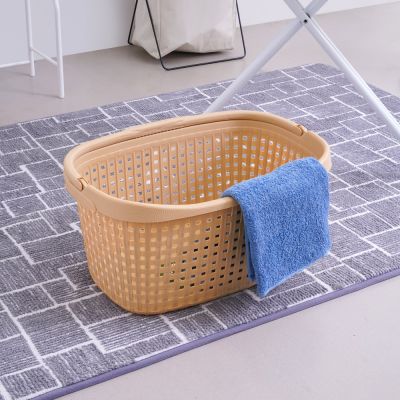 Gambar Stora 60x38.5x27 Cm Keranjang Laundry Woven Dengan Handle - Krem