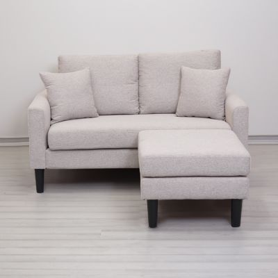 Gambar Selma Tavor Sofa Fabric 2 Seater Dengan Bangku - Abu-abu