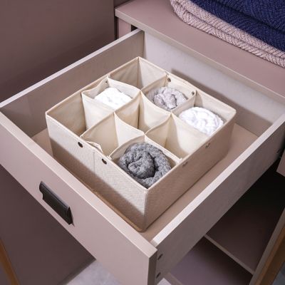 Gambar Stora 26.5x26.5x13 Cm Organizer Laci 9 Kompartemen - Krem Beige