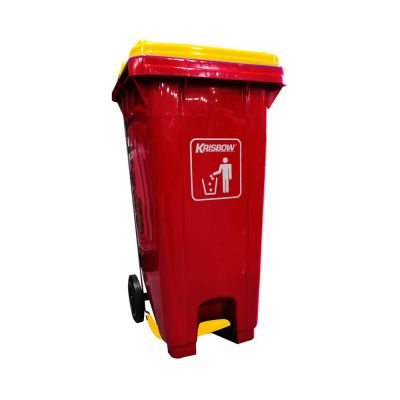 Gambar Krisbow 240 Ltr Tempat Sampah Plastik Outdoor Pedal Tutup - Merah