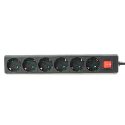 Gambar Krisbow Stop Kontak 6 Socket Kf-b-06kp - Hitam