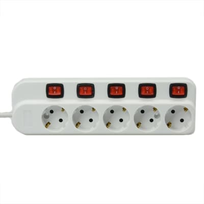 Gambar Krisbow Stop Kontak 5 Socket Dengan Tombol On/off Kr-4358 - Putih