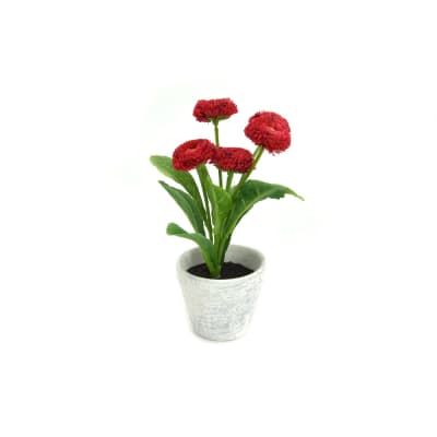 Gambar Bunga Artifisial Dengan Pot Daisy - Merah