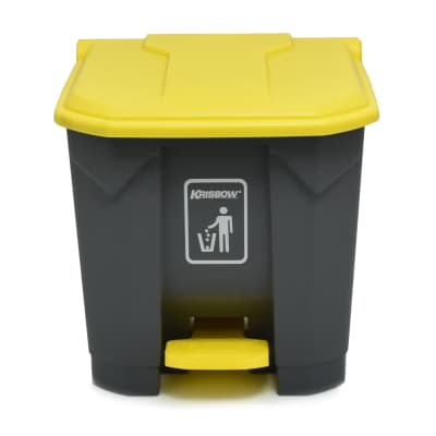 Gambar Krisbow 30 Ltr Tempat Sampah Plastik Pedal - Abu-abu/kuning